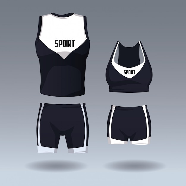 Vector conjunto de ropa deportiva para hombre y mujer