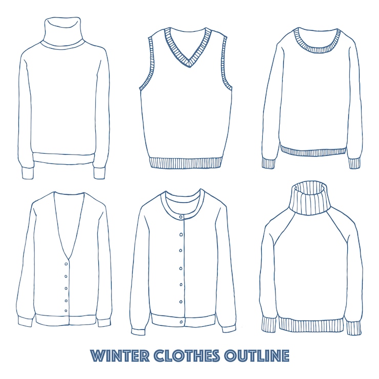 Vector conjunto de ropa de invierno