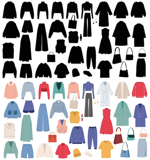 conjunto de ropa en vector de estilo plano