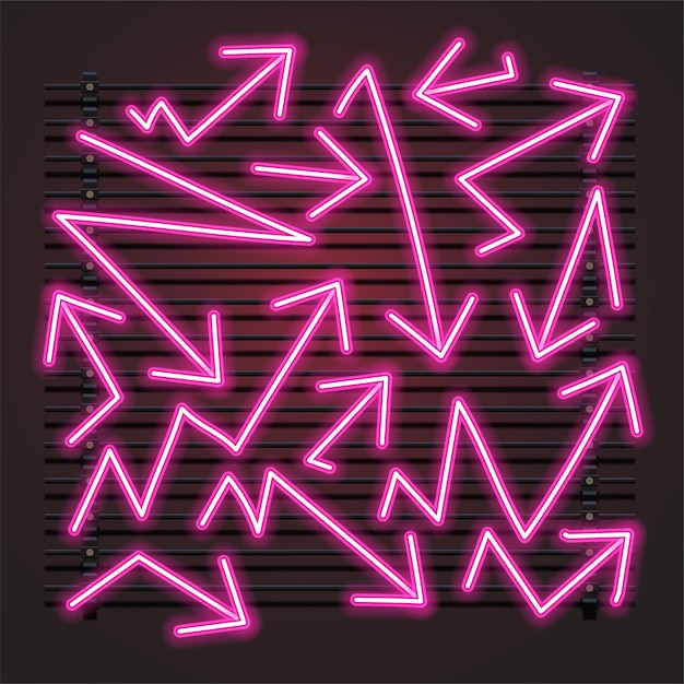 Vector conjunto rosa neón flecha zig zag