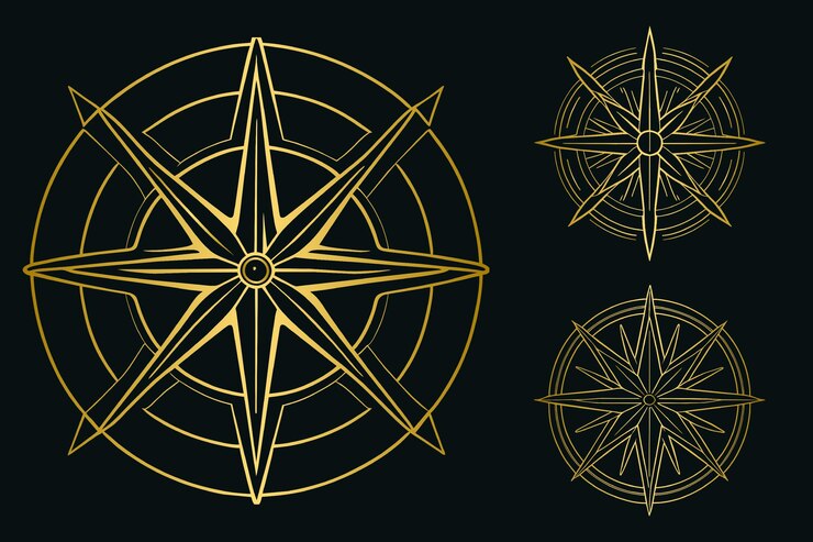 Vector conjunto de rosas de brújula o rosas de viento