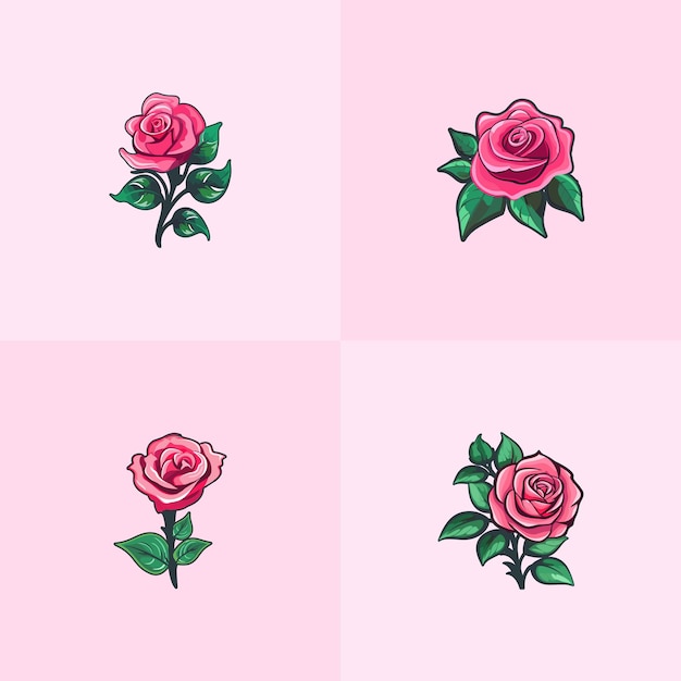 conjunto de rosas icono de vector de diseño plano