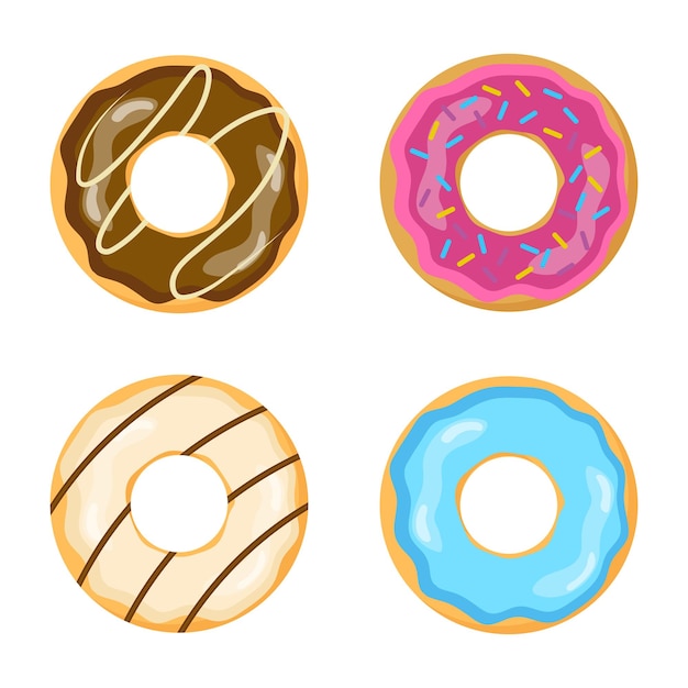 Conjunto de rosquillas brillantes ilustración vectorial