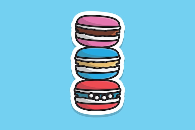 Conjunto de rosquillas con helado Ilustración vectorial de pegatinas Concepto de icono de objetos alimenticios