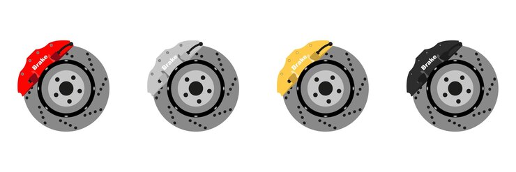 Vector conjunto de rotor de freno de disco ilustración de piezas de automóvil en diseño plano