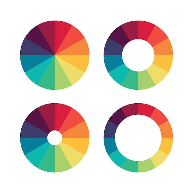 Conjunto de rueda de color o selector de círculo de color ilustración vectorial plana