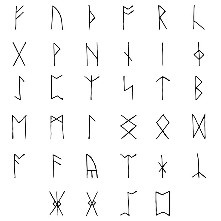 Vector conjunto de runas dibujadas a mano