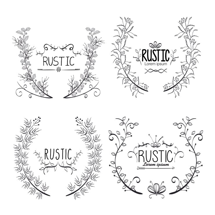 Vector conjunto rústico coronas de iconos