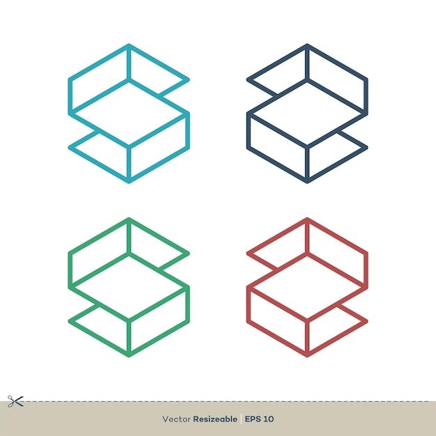 Conjunto S Letra Forma Hexagonal Icono Vector Logo Plantilla Ilustración Diseño Vector EPS 10