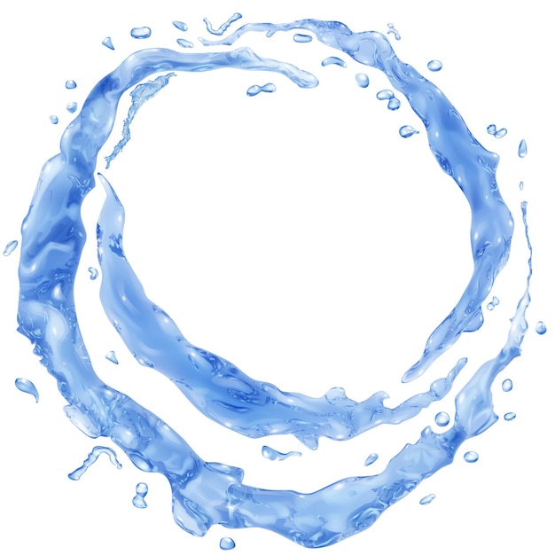 Conjunto de salpicaduras de agua opacas en forma de medias anillas y gotas de agua.