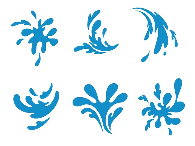 conjunto de salpicaduras color aislado icono de gota de agua fresca conjunto de elementos icono de ilustración vectorial