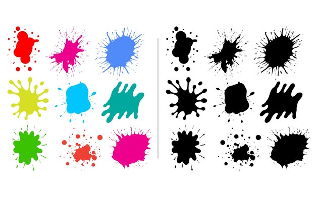 Conjunto de salpicaduras de pintura abstracta de tinta colorida