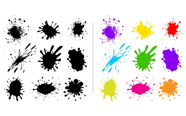 Conjunto de salpicaduras de pintura abstracta de tinta colorida