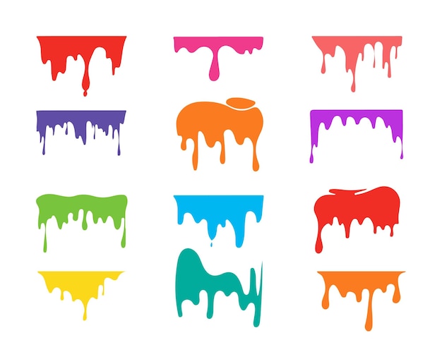 Conjunto de salpicaduras de pintura de colores salpicadures de pintura de color aislados en fondo blanco tinta goteante