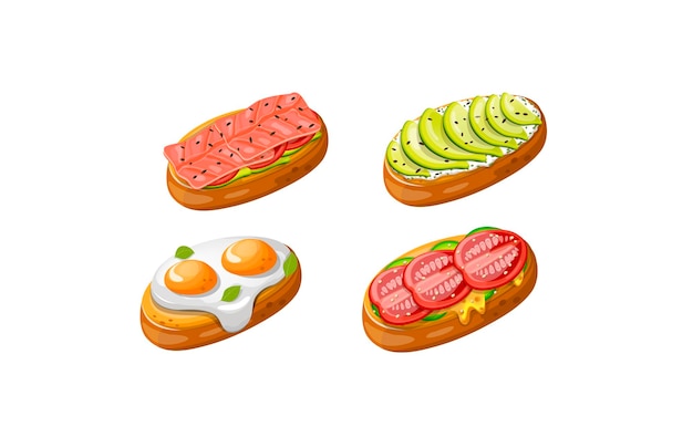 Conjunto de sándwiches saludables