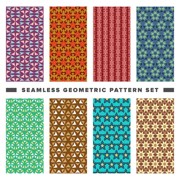 conjunto, de, seamless, decorativo, formas geométricas, patrón