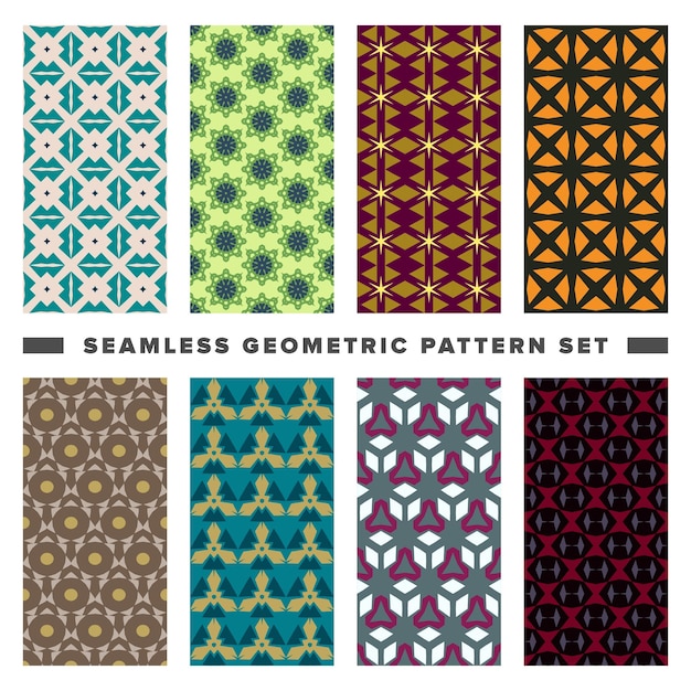 conjunto, de, seamless, decorativo, formas geométricas, patrón