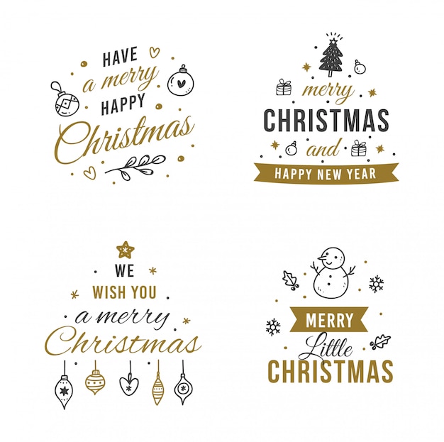 Conjunto de sello de felicitación de Navidad vintage
