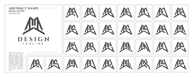 Conjunto de sellos con el logotipo de la letra I II de forma abstracta de línea plana y aguda