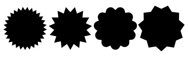 Conjunto de sellos negros aislados sobre fondo blanco. Insignias y etiquetas negras. ilustración vectorial