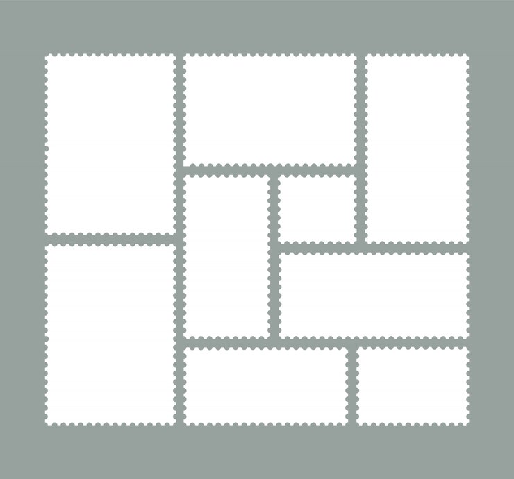 Vector conjunto de sellos postales. sellos postales en blanco.
