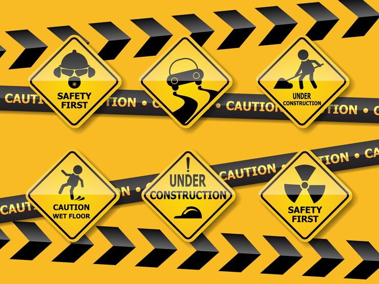 Vector conjunto de señal de precaución de advertencia