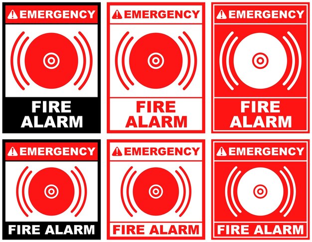 conjunto de señales de advertencia de emergencia de alarma de incendio
