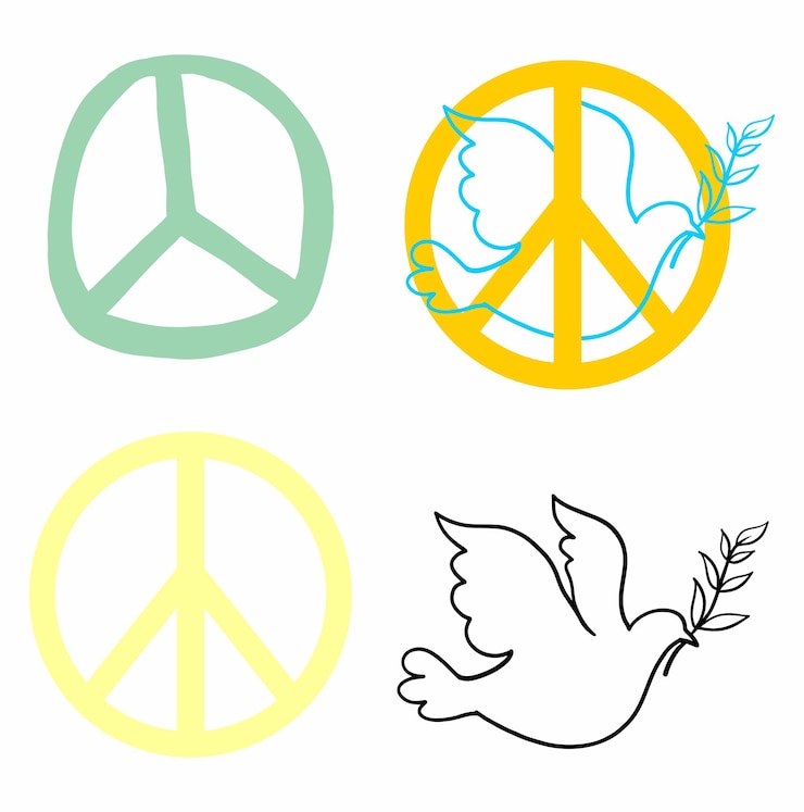 Vector un conjunto de señales de paz y libertad