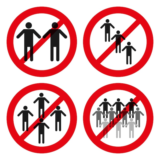 conjunto de señales rojas prohibidas en el grupo de personas