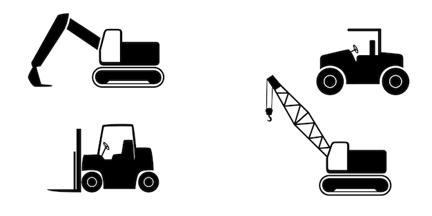 conjunto de señales y símbolos de equipos industriales de transporte pesado