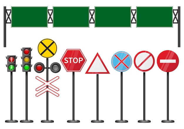 Conjunto de señales de tráfico aislado