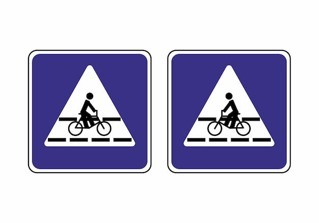 Conjunto de señales de tráfico para ciclistas Señal de carril bici de la dirección del movimiento Señal que indica la regla