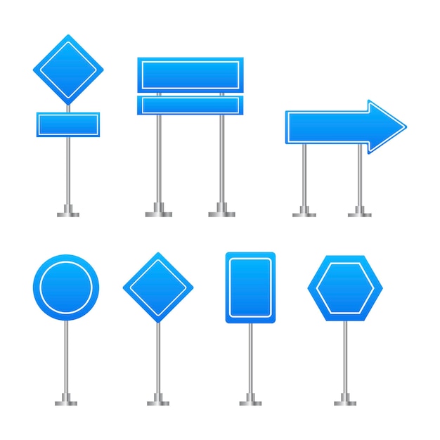 Conjunto de señales de tráfico realistas Señales vacías Ilustración vectorial
