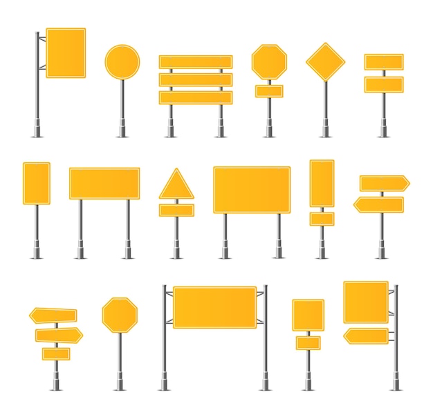 Conjunto de señales de tráfico realistas. Símbolo de Roadsign.