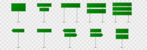 Conjunto de señales de tráfico. las señales de tráfico . banderas verdes, señales de tráfico, señales verdes.