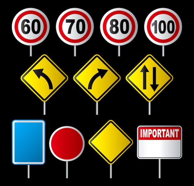 Vector conjunto de señales de tráfico
