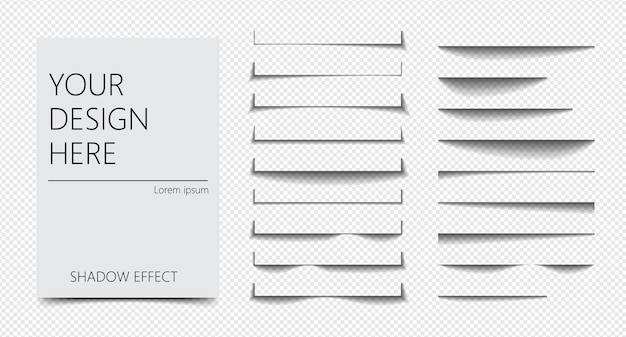 Vector conjunto de separación de página de diferentes formas de efecto de sombra realista