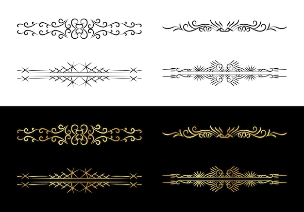 Conjunto de separadores de composiciones abstractas art deco al estilo de periódicos y pinturas