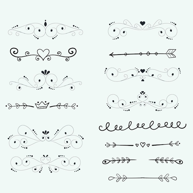 Conjunto de separadores de viñetas de libros y vector de colección de delimitadores de texto de separadores