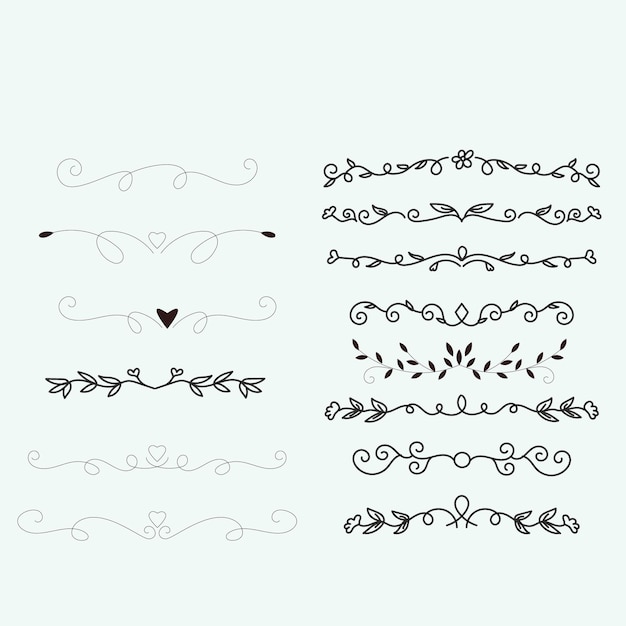 Conjunto de separadores de viñetas de libros y vector de colección de delimitadores de texto de separadores