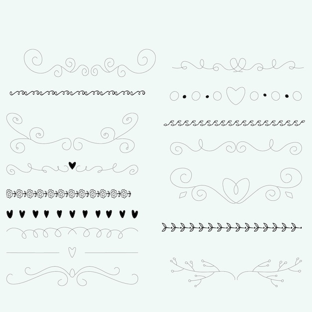 Conjunto de separadores de viñetas de libros y vector de colección de delimitadores de texto de separadores