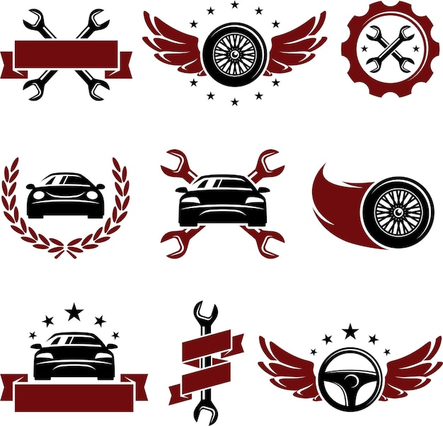 Conjunto de servicio de coche Vector