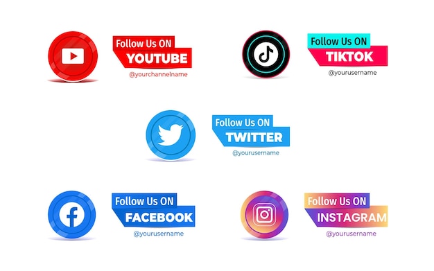 conjunto de síganos en la plantilla de redes sociales