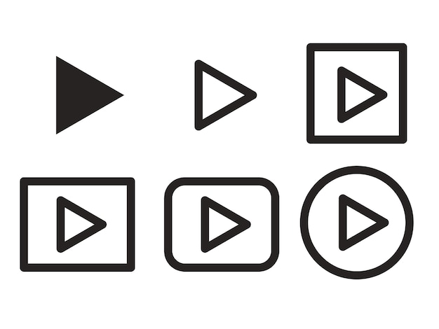 Conjunto de signo de icono de reproductor de vídeo de botón
