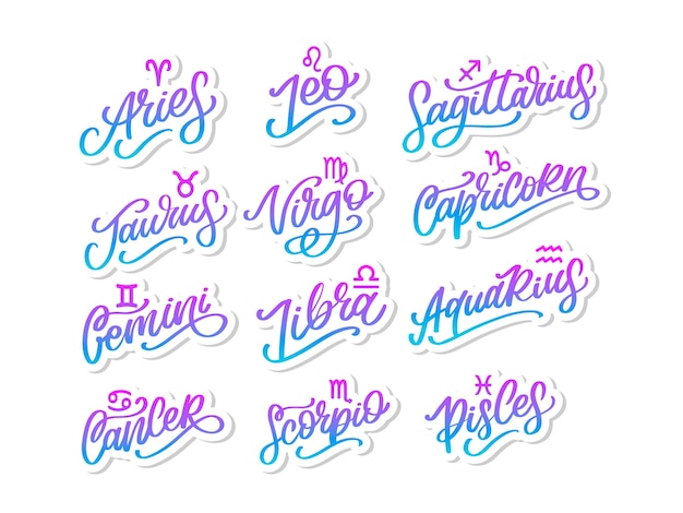 Conjunto de signo de letras del zodiaco
