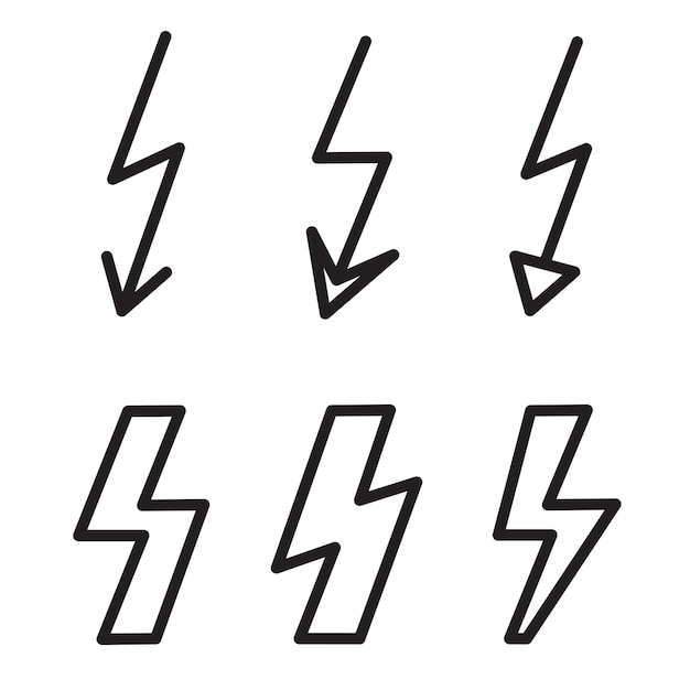 Conjunto de signo de rayo de electricidad