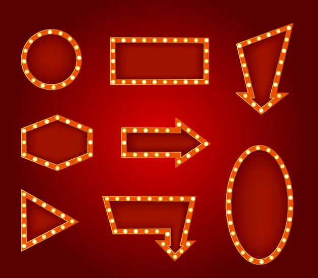 Conjunto de signos brillantes 3d detallados realistas Vector