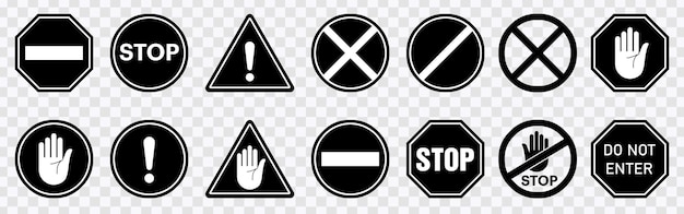 un conjunto de signos con diferentes símbolos y un signo que dice parar