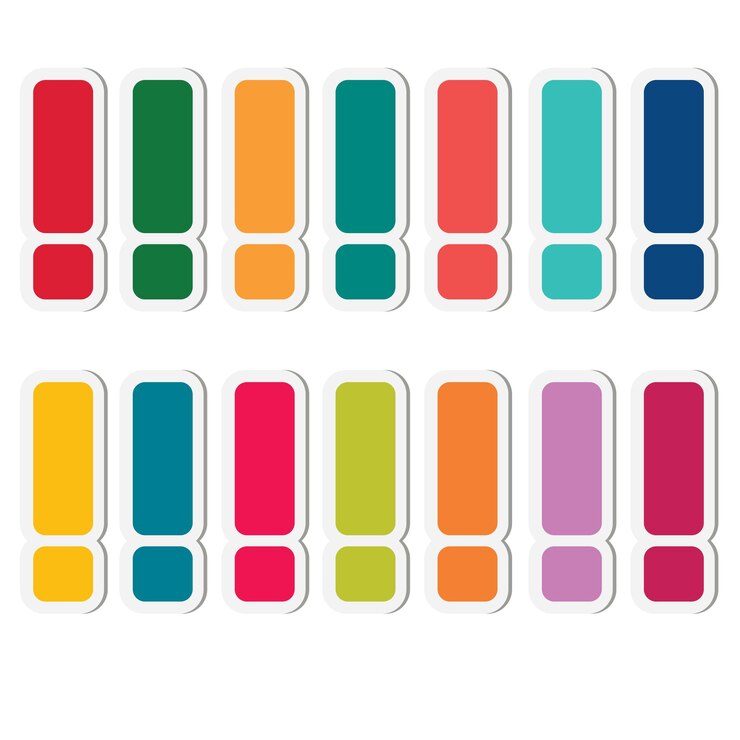Vector conjunto de signos de exclamación de pegatinas de colores.
