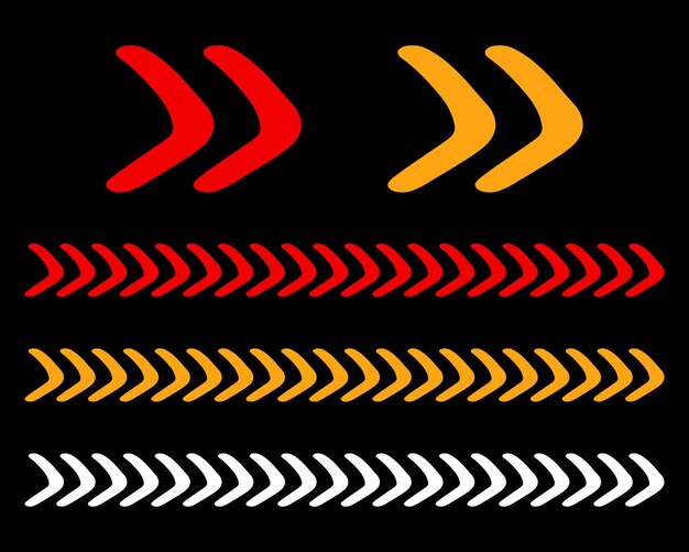 Conjunto de signos de flecha roja y amarilla flecha abstracta chevron flecha diseño vector de dirección a rayas